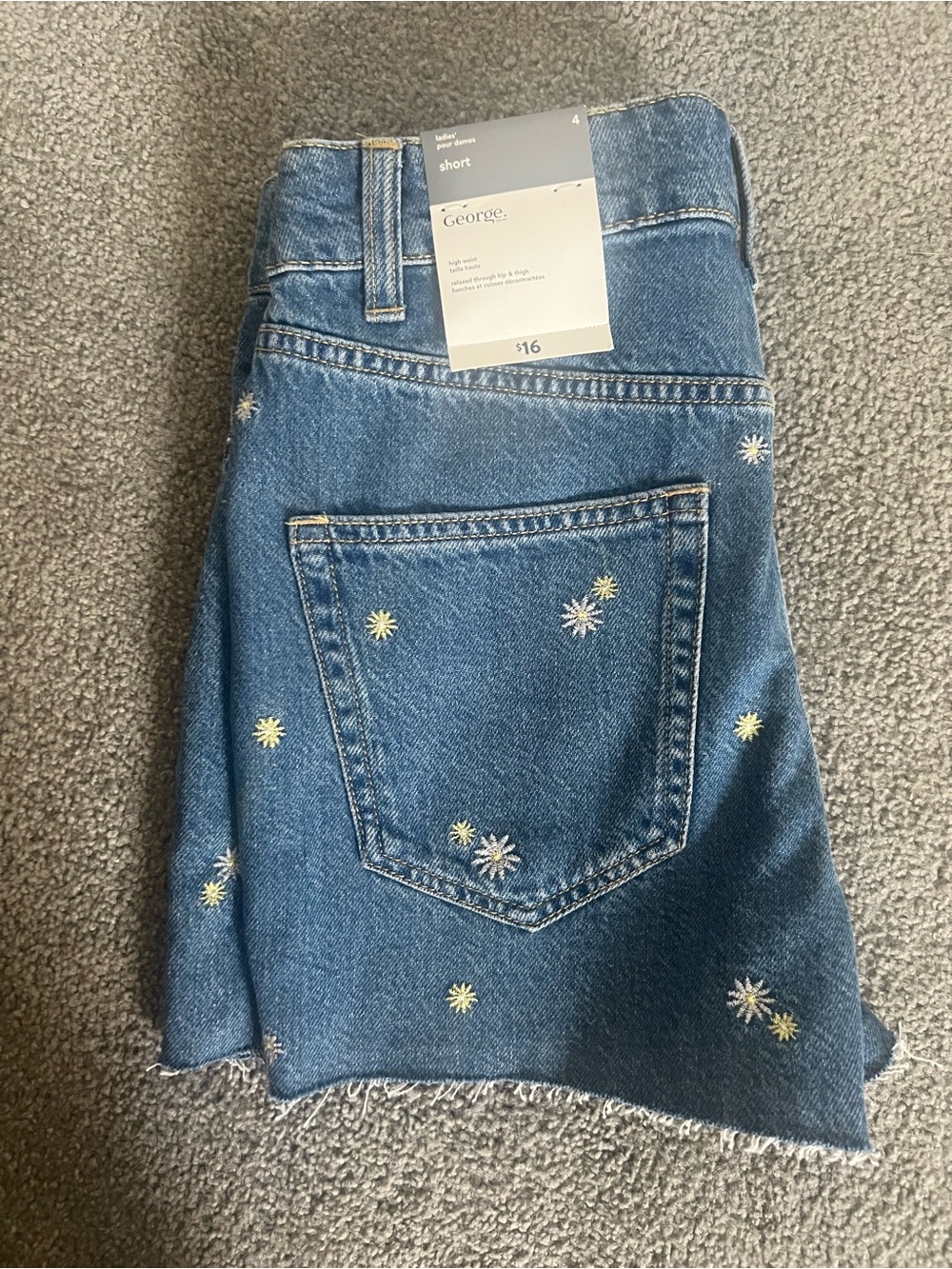 George Blue Denim Shorts with Daisy Embroidery